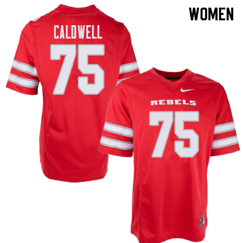 Women's UNLV Rebels #75 Jaron Caldwell College Football Jerseys Sale-Red - Click Image to Close